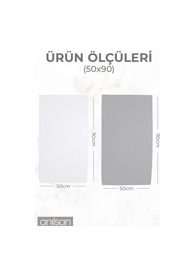 6'lı Gri-beyaz El Havlusu - 50x90 Cm, 225 Gr, %100 Pamuk, Spa Ve Otel Havlusu Beyaz - Gri