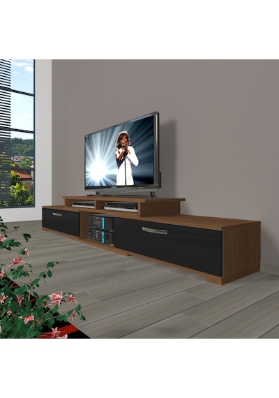 Decoraktiv Flex 130 Mdf Tv Ünitesi Tv Sehpası Ceviz - Siyah