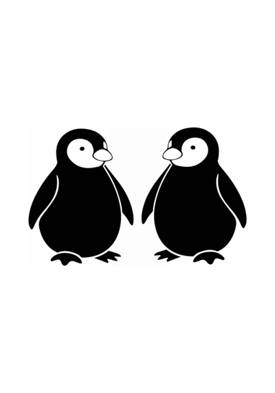Sevimli Penguen Sticker 2 Parça Beyaz 12 16 Cm