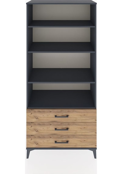 Hyperion Dolap 4 Raflı 3 Çekmeceli 88x44x195 Antrasit-çam Antrasit
