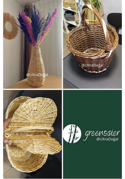 Greenosier Hasır Sepet Doğal El Yapımı 30x22cm
