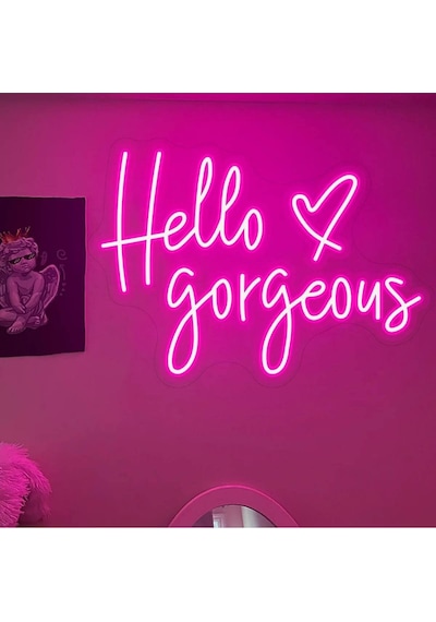 Hello Gorgeous Yazılı Neon Tabela Pembe