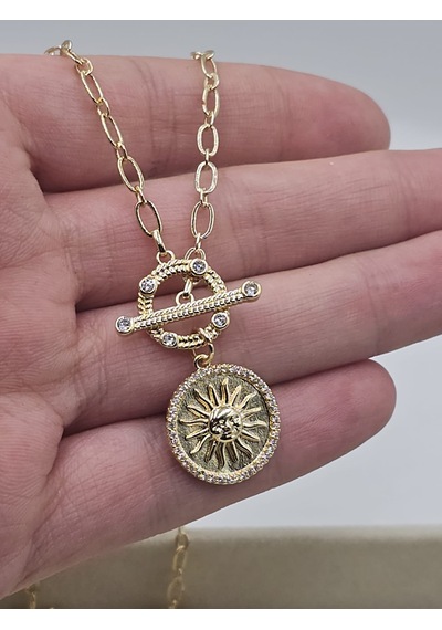 14k Mikron Altın Kaplama Miracle Güneş Önden Kilit Kolye Altın