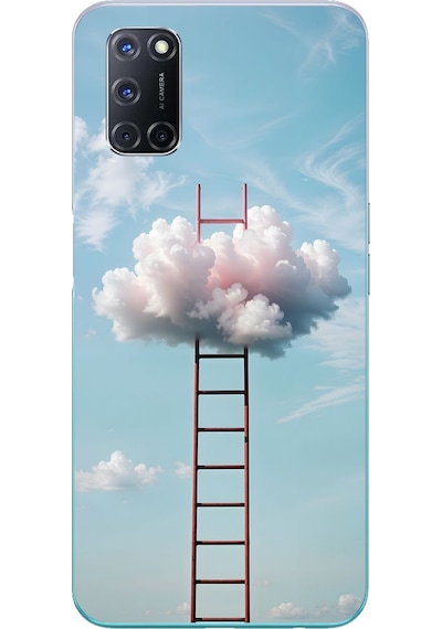 Oppo A52 Uyumlu Buluta Çıkan Merdiven Baskılı Silikon Kılıf Renkli