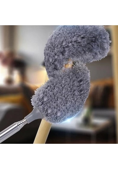 140 Cm Teleskopik Uzatılabilir Mikrofiber Yumuşak Başlıklı Gri Toz Alma Fırçası Toz Püskülü Lisinya