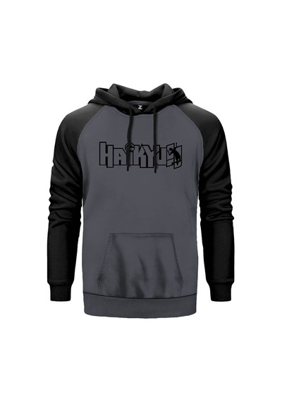 Haikyu Gri Renk Reglan Kol Sweatshirt
