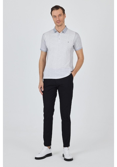 Kısa Kol Baskılı Pike Polo Yaka Cepsiz Slim Fit Tişört 1011250167 Gri
