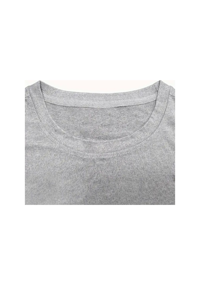 Medinenur Leopar Desenli Kurdele Detaylı Basic T-shirt Gri
