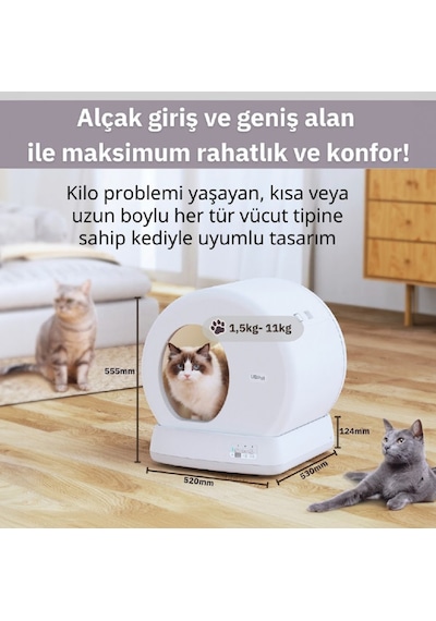 Ubpet C10 Pro Kameralı Akıllı Kedi Tuvaleti App Kontrol Akıllı Sensörler Sessiz Çalışma + Koku