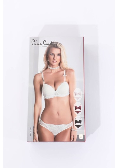 Pierre Cardin Kadın Balenli Destekli Push Up Sütyen Takımı Ekru
