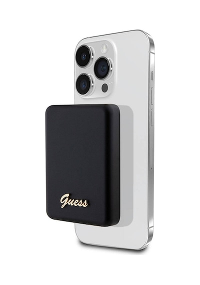 Guess Lisanslı Magsafe Şarj Özellikli Metal Yazı Logolu Powerbank 5000mah 15w Siyah