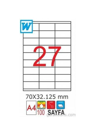 Goldmoon 2053 Laser A4 Sayfa Etiketi 70X32.125MM 100'lü Paket