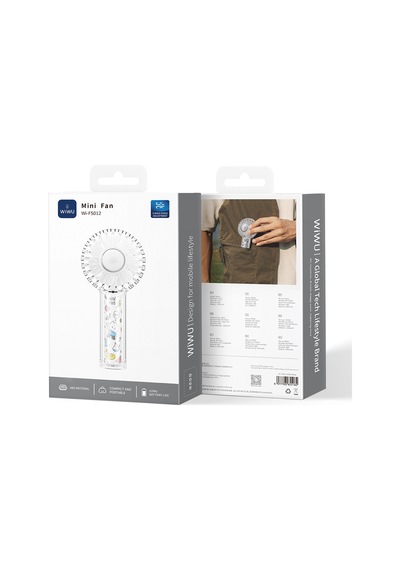 Wiwu Wi-fs012 Rgb Işıklı 3 Kademeli Portatif Mini Soğutucu El Fanı Beyaz
