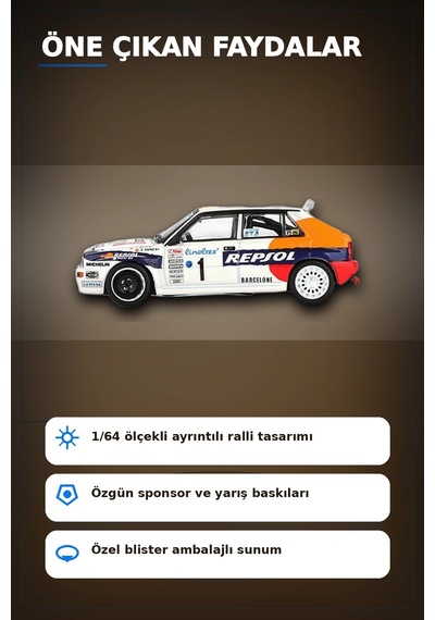 Monte Carlo Blisterli 1/64 Lancia Delta Hf Integrale Model Araba - Tek Adet Bx-313356