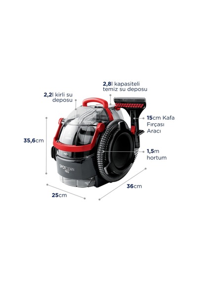 750w 1558n Spotclean Pro Halı, Ev Ve Araç İçi Döşemelere Özel Leke Çıkarıcı, En Zorlu Lekeler İçin İdeal