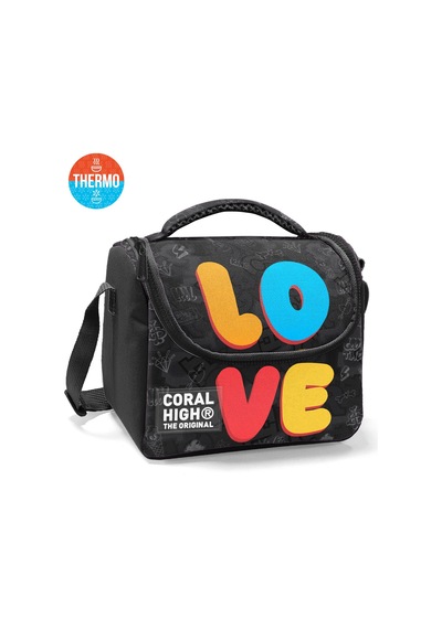 Coral High Kids Love Desenli Thermo Beslenme Çantası 37130 Siyah