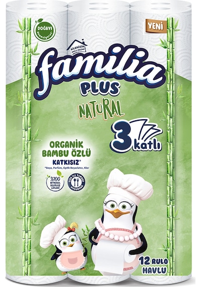 Familia Plus Natural Havlu 12'li 3 Adet