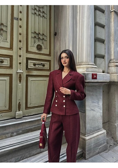 Tüvit Kumaş Takım Bordo