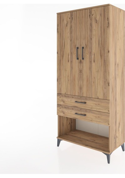 Hyperion Dolap 2 Raflı 2 Çekmeceli Tek Askılı 88x44x195 Çam-çam Atlas Çam
