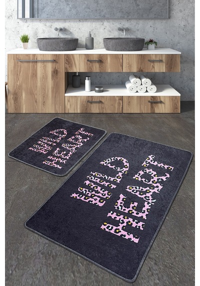 Wild Heart Banyo Halısı Djt 2 Li Set Siyah