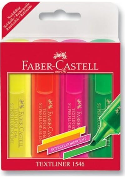 Faber-Castell Şeffaf Gövde Fosforlu Kalem 1546 4'lü Diğer