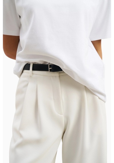 Because Of Alice Effortless Pleated Wide Leg Trousers Yüksek Bel Geniş Paça Kadın Pantolon Beyaz