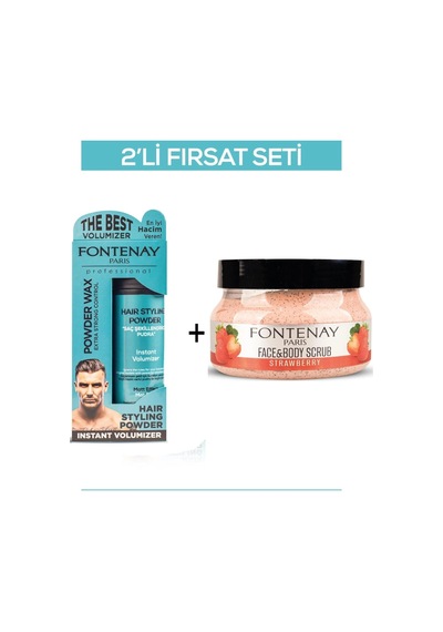 Fontenay Pudra Toz Wax Mavi 20gr + Face And Body Peeling Scrub Yüz Maskesi Çilek 350ml 2'li Set