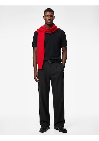 Koton Regular Fit Kısa Kollu Pamuklu Fitilli Polo Yaka Tişört Siyah 6sam10069mk