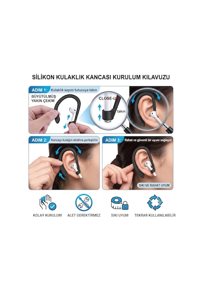 Silikon Kulaklık Kancası 2 Li Set Saplı Bluetooth Kulaklıklar İçin Düşme Önleyici Esnek Kulak Askısı, Spor Ve Günlük Kullanım Siyah Siyah Silikon Kulaklık Kancası 2 Li Set Saplı Bluetooth Kulaklıklar İçin Düşme Önleyici Esnek Kulak Askısı, Spor Ve Günlük Kullanım Siyah Siyah