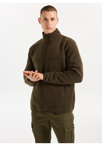 Jeep Haki Erkek Dik Relaxed Düz Polar Sweatshırt C4wm-swt4201