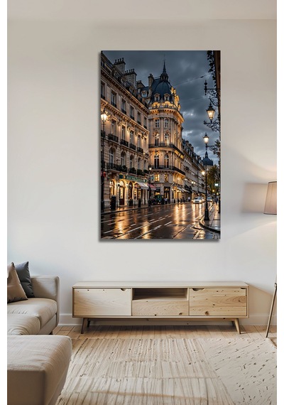 Modern Paris Esintili Tarihi Bina Şehir Işıkları Dekoratif Cam Tablo Şehir Temalı Dekoratif Duvar Tablosu, Salon Ve Ofis Dekoru,