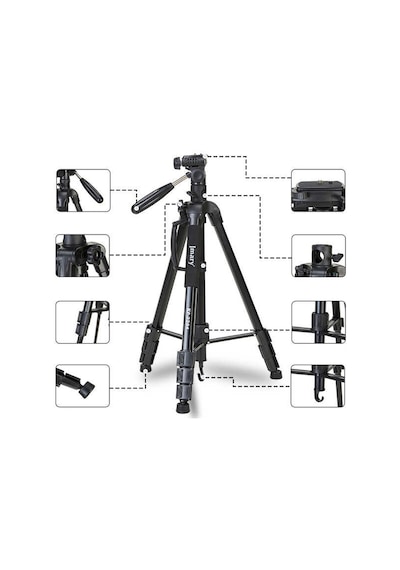 Jmary KP2294 Tripod 164 cm 3 Kademeli Çok Fonksiyonlu Profesyonel - ZORE-262651 Siyah