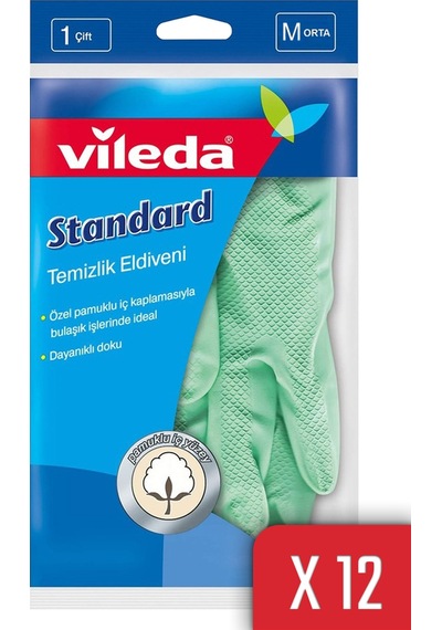 Vileda Standart Eldiven No 8 Orta Boy 12'li Paket