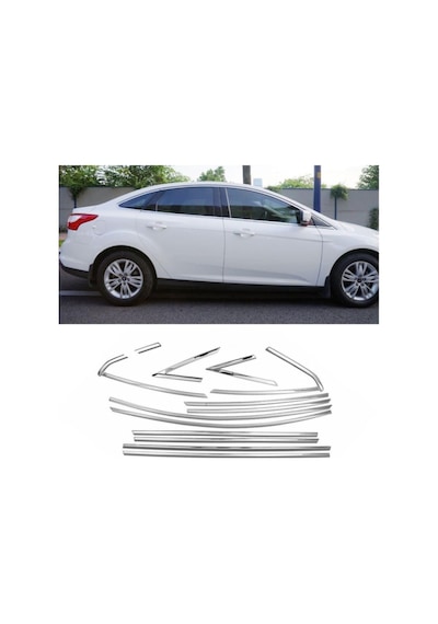 Ford Focus 3 Sedan Krom Cam Çerçevesi 2011-2017 16 Parça