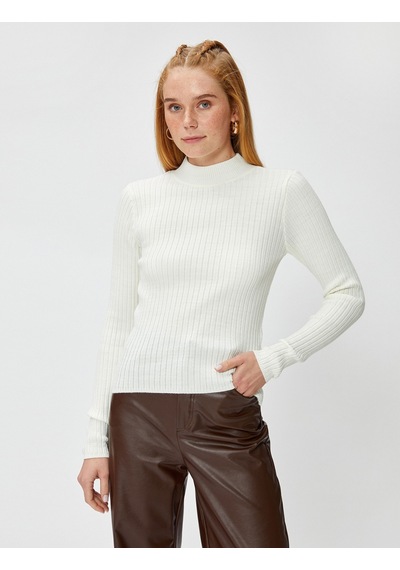 Koton Yarım Balıkçı Yaka Kazak Slim Fit Triko Ekru 4wak90038ht 4WAK90038HT010 Ekru