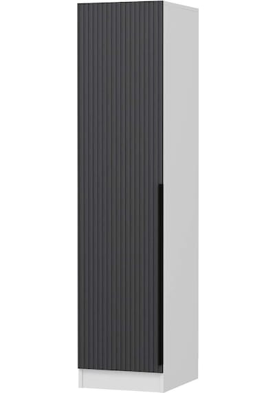 Minar Kale 1 Kapaklı Dolap Beyaz - Antrasit Çizgili Mebran 190cm