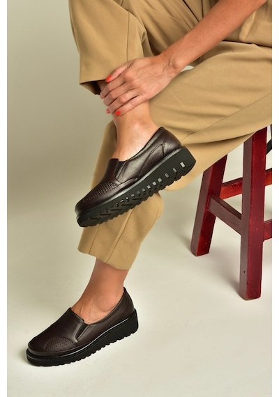 Fox Shoes Z555251203 Kahverengi Hakiki Deri Günlük Kadın Ayakkabı
