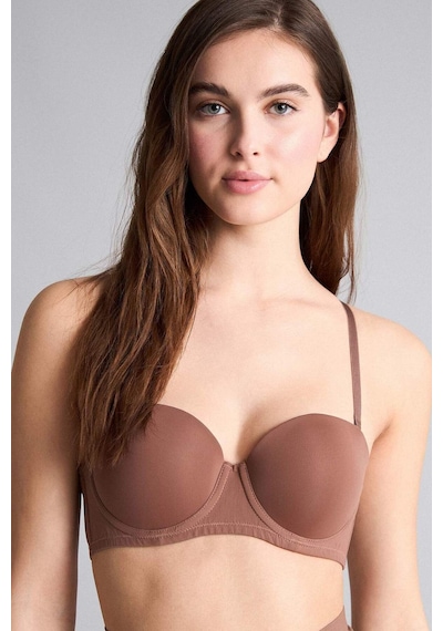 Defacto Yarım Dolgulu Micro Kaplı Yarım Dolgulu Balenli Tişört Bra Fall İn Love C1525ax25aubn307 Kahve