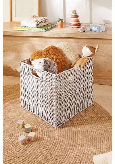 Ocean Home Textile Çocuk Odası Yıkanabilir Gri Pp Rattan Sepet 33 X 33 X 33 Cm