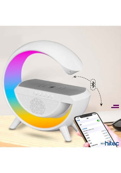 Schitec Bluetooth Hoparlörlü Kablosuz Şarj Özellikli Gece Lambası