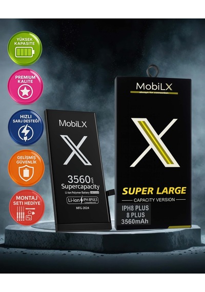 Mobilx Apple Uyumlu iPhone  8 Plus Batarya Pil Süper Yüksek Kapasiteli Güçlendirilmiş 3560 Mah