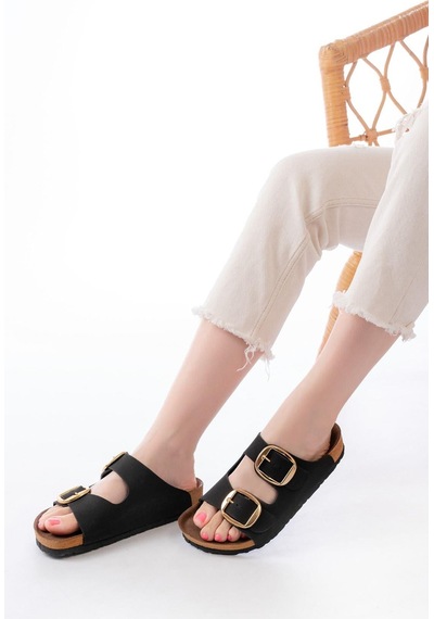 Aymood P-101 Siyah Günlük Birkenstock Kadın Terlik