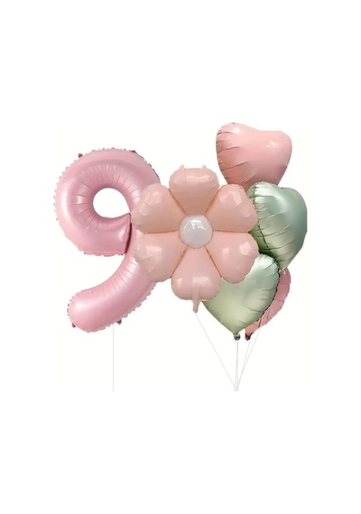 6'lı Papatya Doğum Günü Balon Seti, Pembe