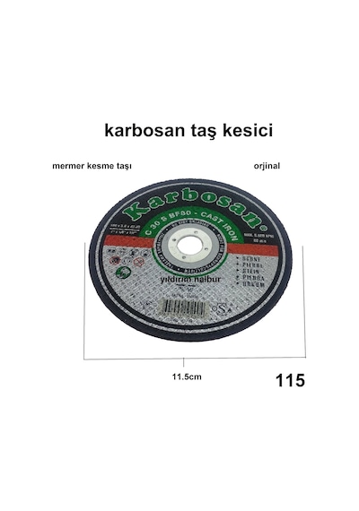 Karbosan 115 Mm Mermer - Beton - Kiremit Kesici Disk Taş 115 MM
