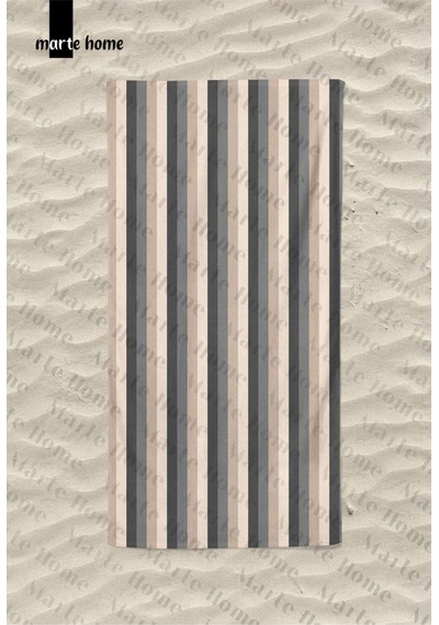 Marte Home Summer Stripes 2 - Baskılı Plaj Havlusu Bej