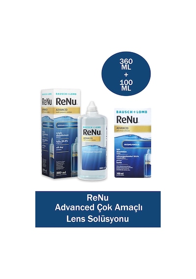 Bausch & Lomb Renu Advanced Çok Amaçlı Lens Solüsyonu 360 ML + Lens Solüsyonu 100 ML