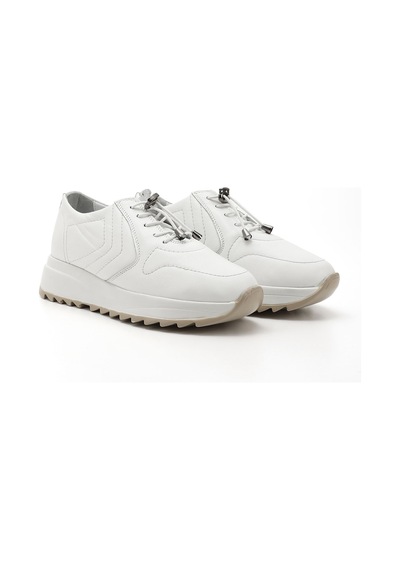 Gönderi(R) Gönderi R Beyaz Bağcıklı Dolgu Taban Hakiki Deri Sneaker Beyaz