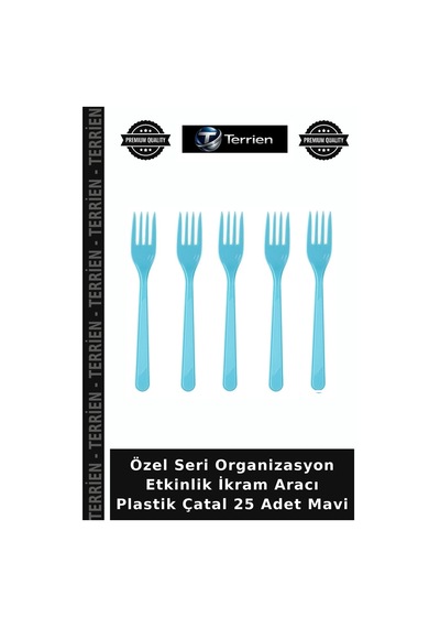 Özel Seri Organizasyon Etkinlik İkram Aracı Plastik Çatal 25 Adet Mavi