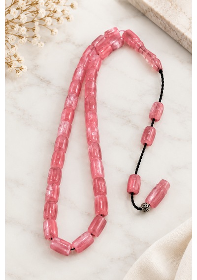 Sistem Püskül Pembe Sentetik Opal Tesbih