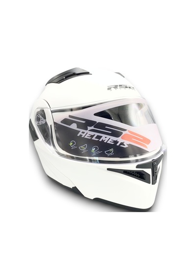 Motosiklet Rs2 Kask Çene Açılır Güneş Vizörlü Mat-white Mat Beyaz